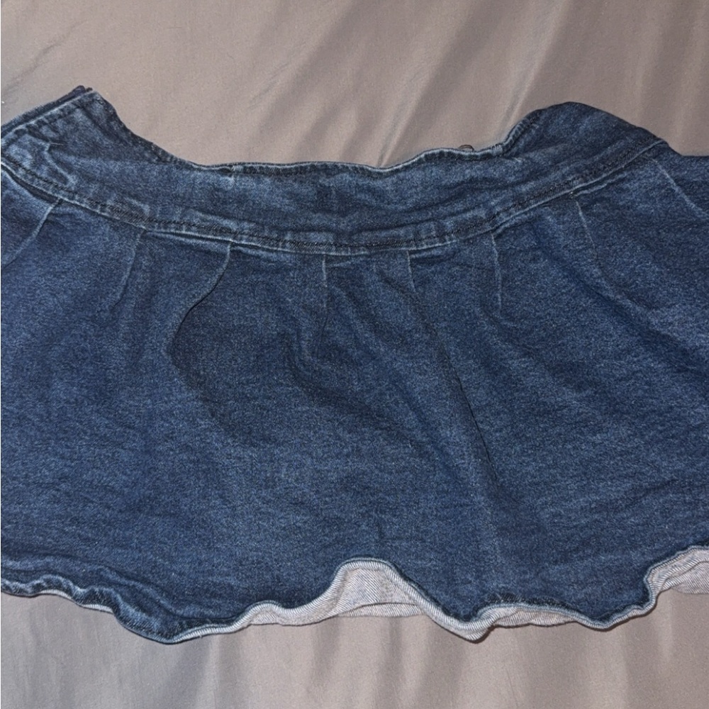 Hot Topic Dark Blue Denim Skater Skirt